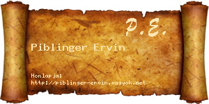 Piblinger Ervin névjegykártya